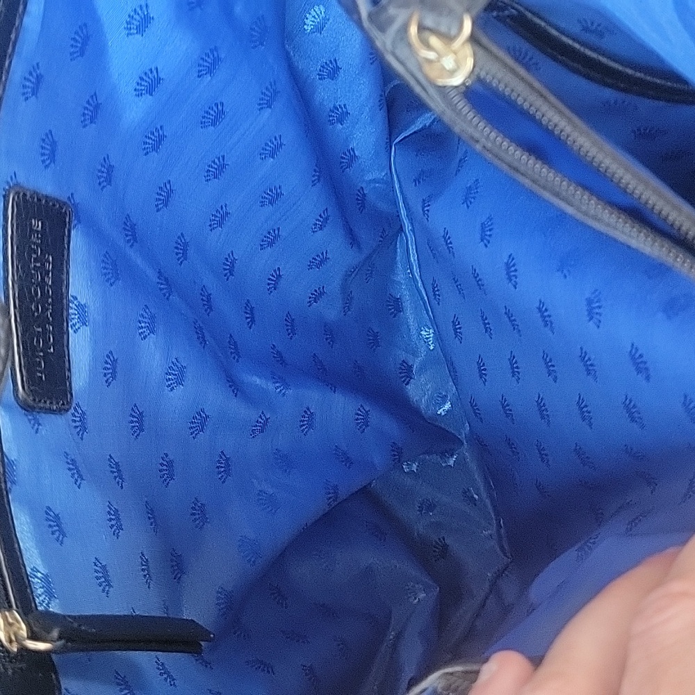 Juicy Couture Elegant Black Pebble Texture Leather, Blue Inside Shoulder Bag. - Picture 7 of 12